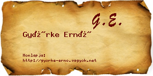 Györke Ernő névjegykártya